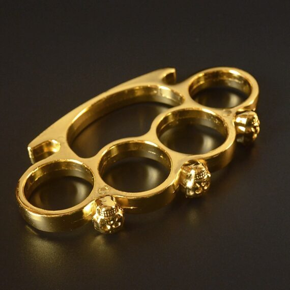 Skull Brass Knuckle Four Finger Duster Self-Defense Gear Hand Ring Punch Set for Protection