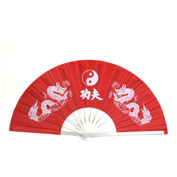 Kung Fu Characters Fan Aluminum Alloy Metal Fan Bones Double Loong Fan