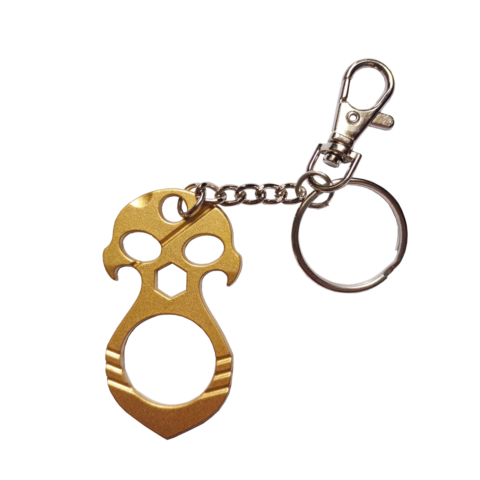 Gold Skull Multi-Tool Keychain with Bottle Opener Can Opener & Emergency Window Breaker