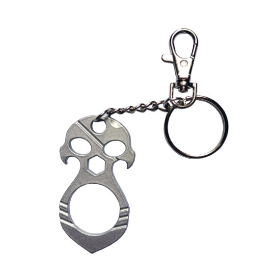Silver Skull Multi-Tool Keychain with Bottle Opener Can Opener & Emergency Window Breaker