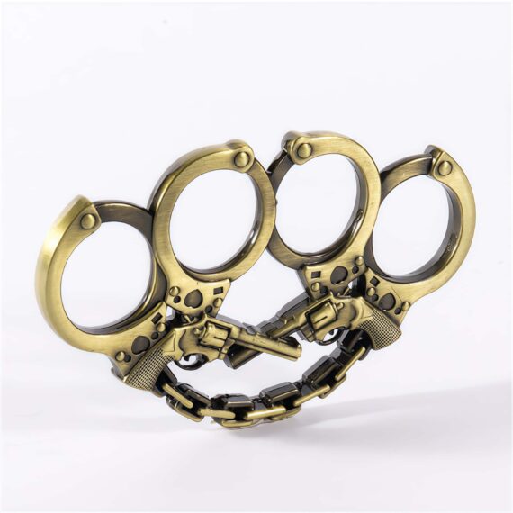 Steampunk Revolver Chain Brass Knuckles Collectible Metal EDC