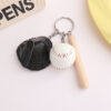 Black Compact Baseball-Themed Tri-Function Keychain Accessory