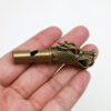 Brass Antique Finish Dragon Head Survival Whistle Keychain