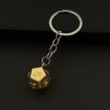 Gold Zinc Alloy Dice Lucky Charm Car Keychain