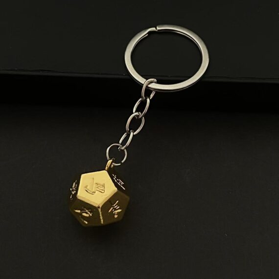 Gold Zinc Alloy Dice Lucky Charm Car Keychain