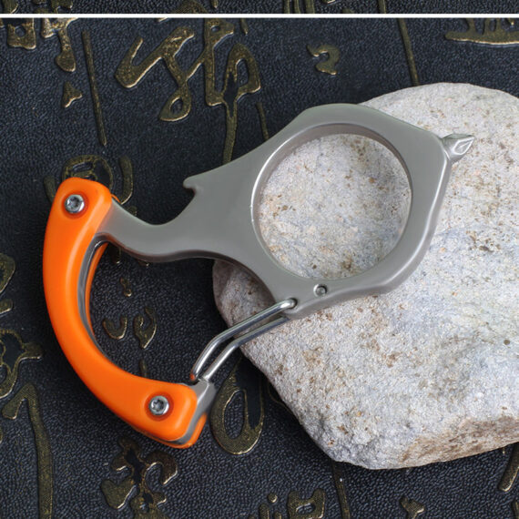 Orange Single-Finger Zinc Alloy Hand Brace Keychain Multitools