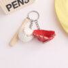 Red Compact Baseball-Themed Tri-Function Keychain Accessory