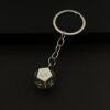 Silver Zinc Alloy Dice Lucky Charm Car Keychain