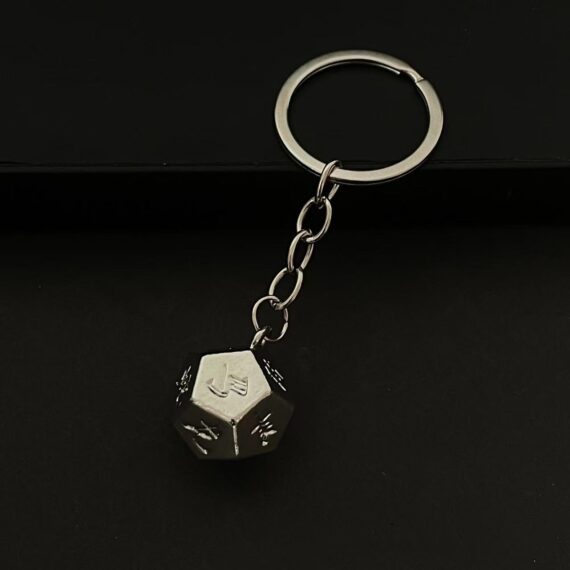 Silver Zinc Alloy Dice Lucky Charm Car Keychain
