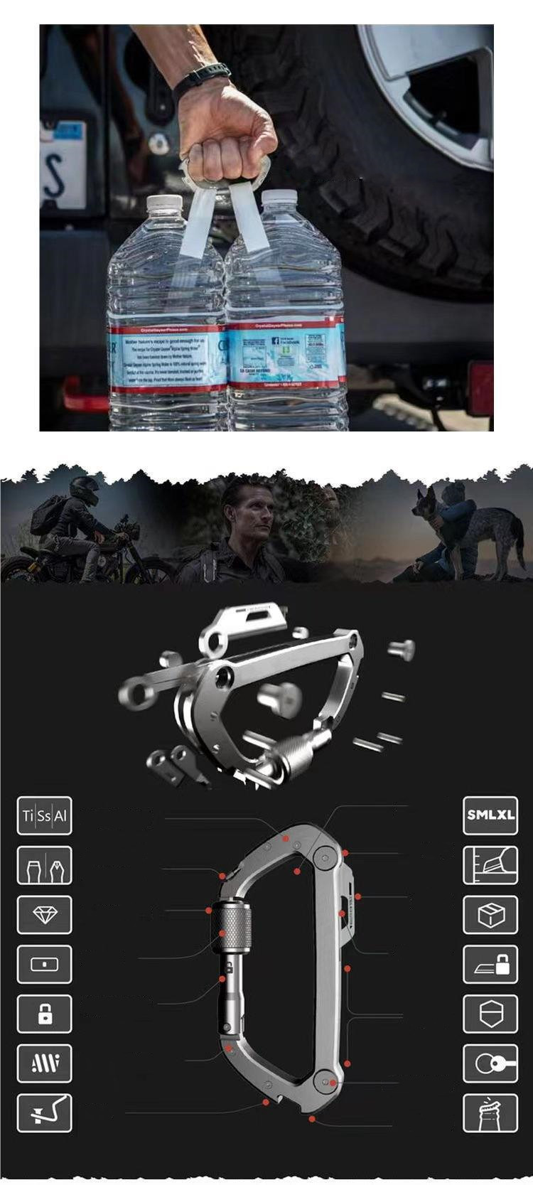 Stainless Steel Multi-Function Circular Outdoor Carabiner Keychain Clip Details