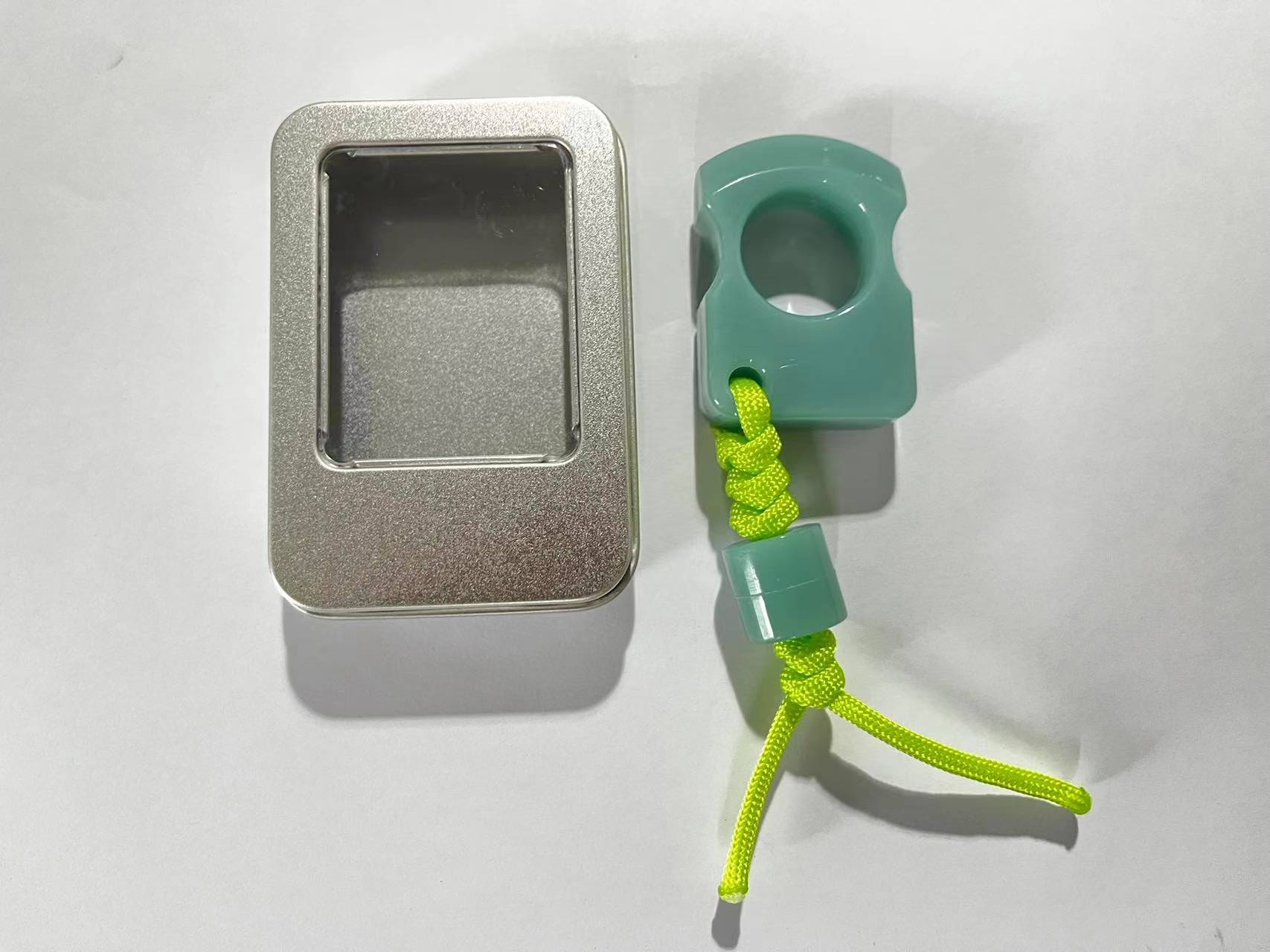 Blue Women Self-Defense Glow-in-the-Dark Single-Finger Plastic Knuckle Guard Keychain