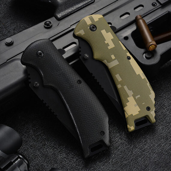 Camouflage-Patterned Stainless Steel Overlaid Plastic-Handled Folding Knife (3)