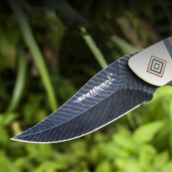 High-Hardness Folding Leaf-Textured Knife for EDC Outdoor Use (3)