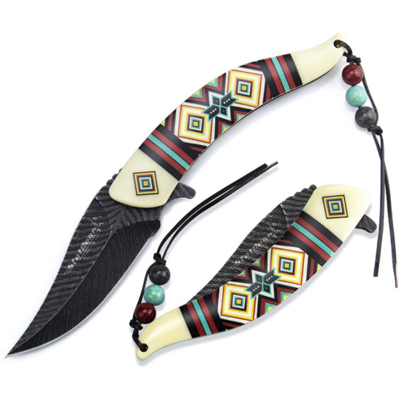 High-Hardness Folding Leaf-Textured Knife for EDC Outdoor Use
