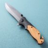 Outdoor Olive Wood Handle Camping Survival High-Hardness Folding Knife