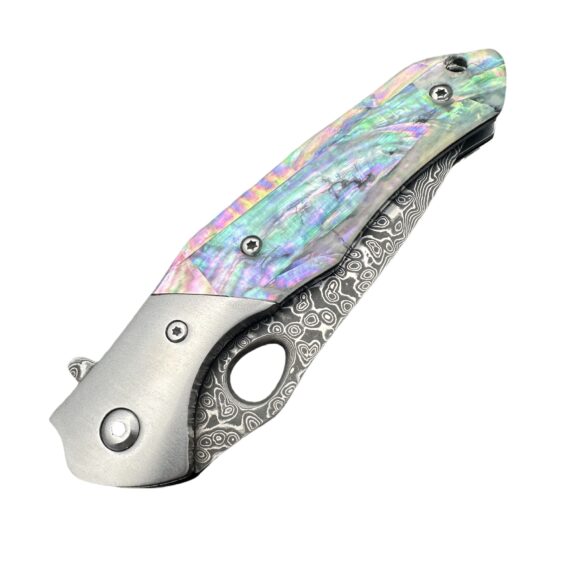 Colorful Shell Handle Damascus VG10 Outdoor Pocket Knife 2