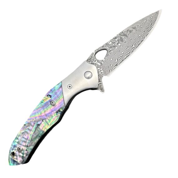 Colorful Shell Handle Damascus VG10 Outdoor Pocket Knife 3