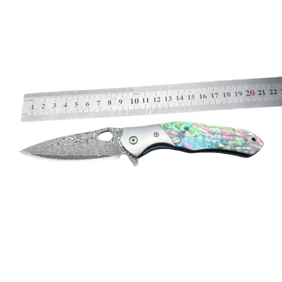 Colorful Shell Handle Damascus VG10 Outdoor Pocket Knife 4