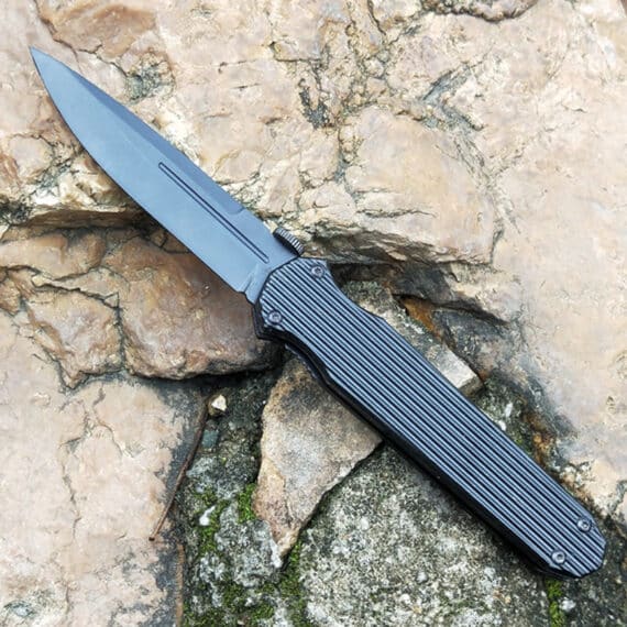 Lightweight Outdoor Aluminum Handle Black Oxide Tactical Folding Knife (5)
