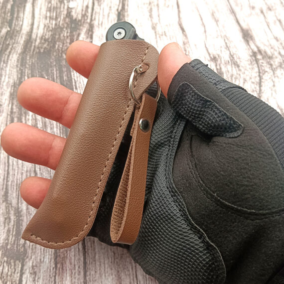 Outdoor Portable Folding Self-Defense Pocket Knife with Leather Sheath 11