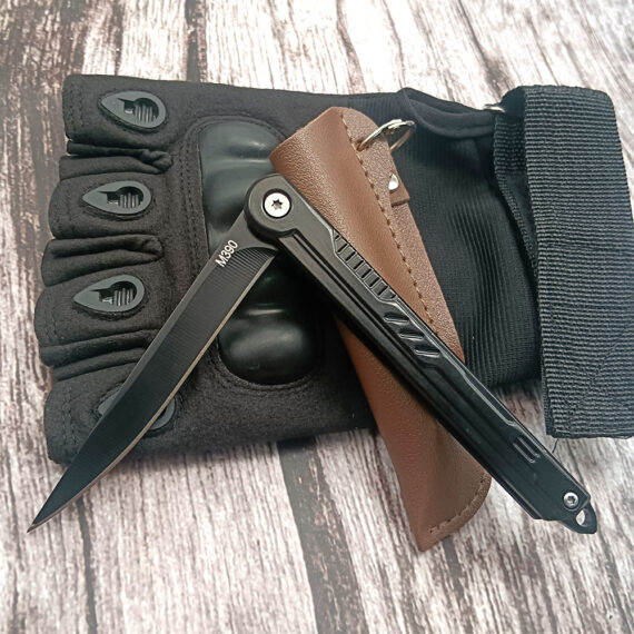 Outdoor Portable Folding Self-Defense Pocket Knife with Leather Sheath 3