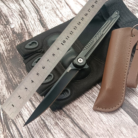 Outdoor Portable Folding Self-Defense Pocket Knife with Leather Sheath