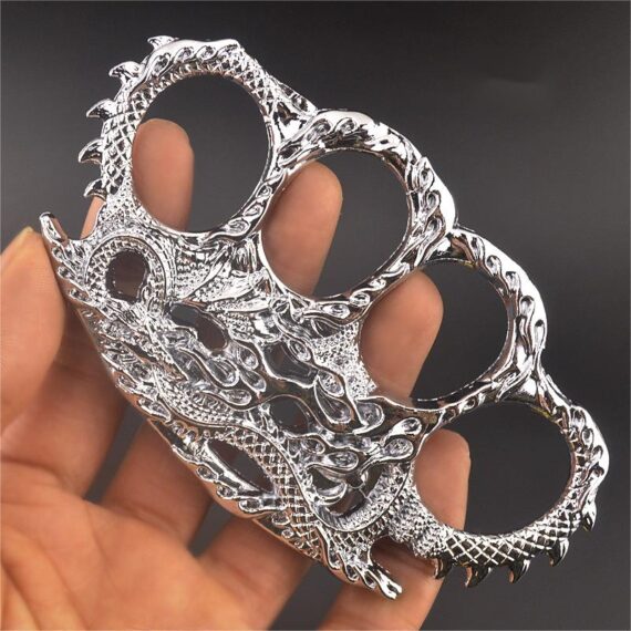 Dragon Knuckle Duster Four Finger Brass Knuckles - Light Black