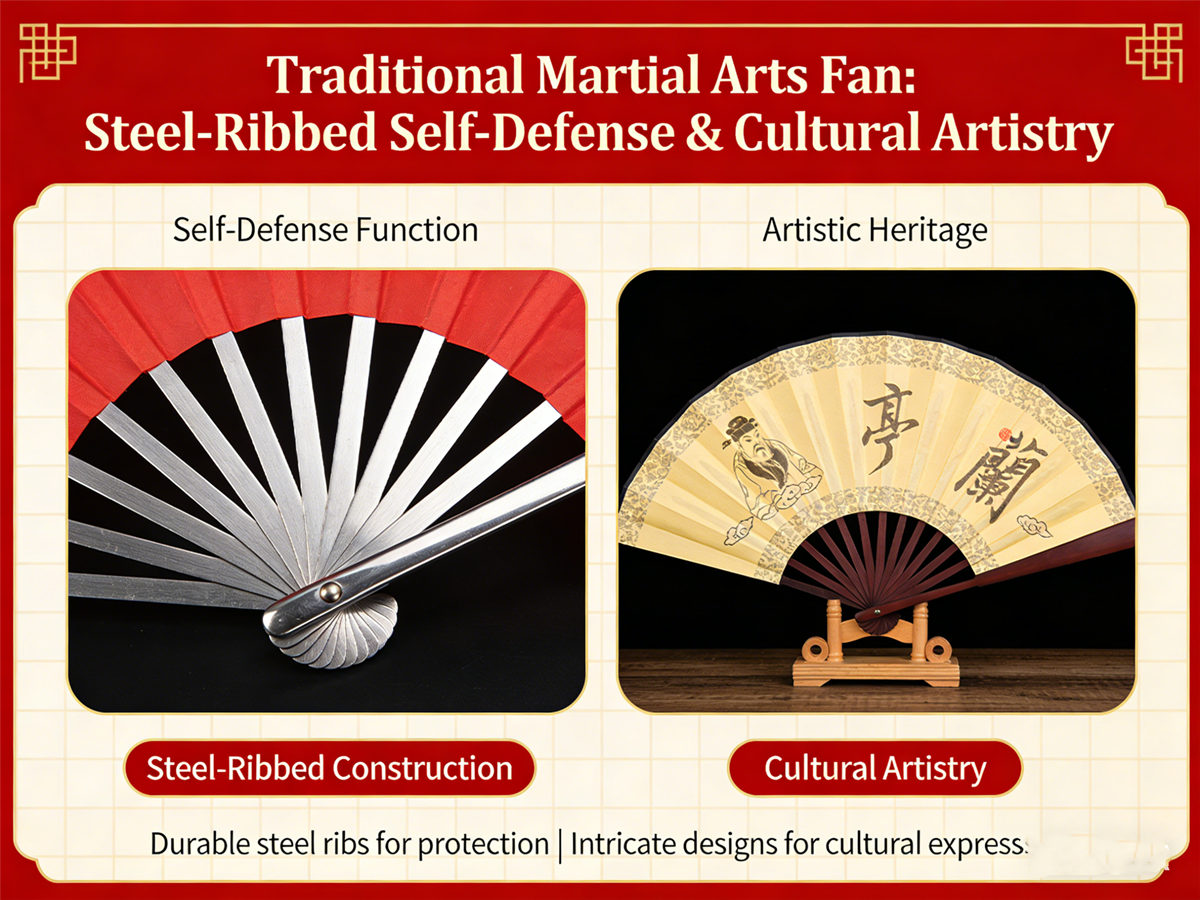 Traditional Martial Arts Fan Steel-Ribbed Self-Defense & Cultural Artistry (2)