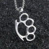 Stainless Steel Brass Knuckle Pendant Necklace