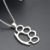 Stainless Steel Brass Knuckle Pendant Necklace (5)