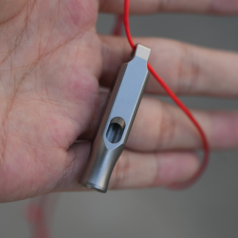 Pure Titanium Survival Whistle Keychain Pendant (2)