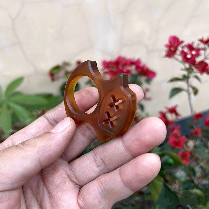 Amber-Colored Resin Brass Knuckles Keychain (3)