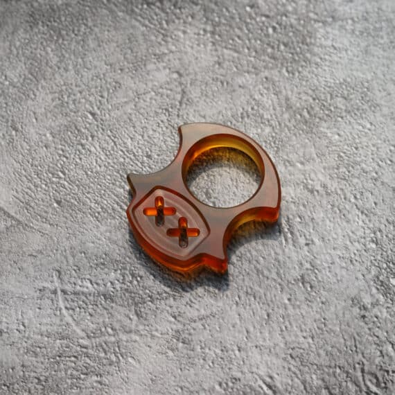 Amber-Colored Resin Brass Knuckles Keychain (4)