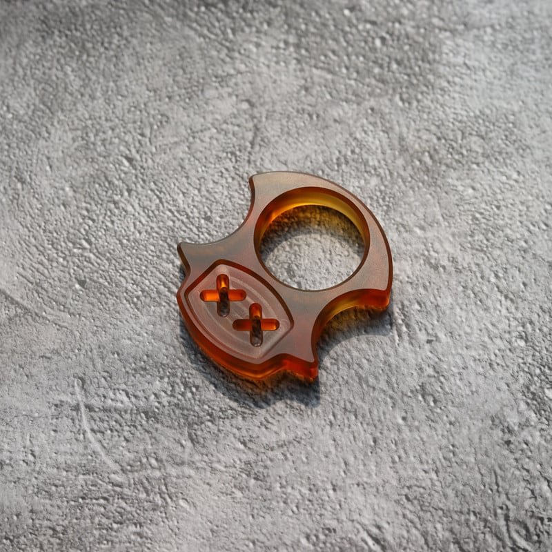 Amber-Colored Resin Brass Knuckles Keychain (4)