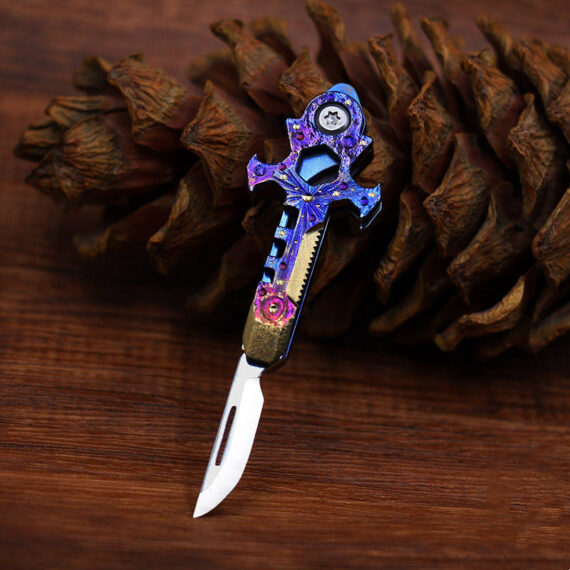 Mini Titanium Alloy Knife Keychain Bottle Opener