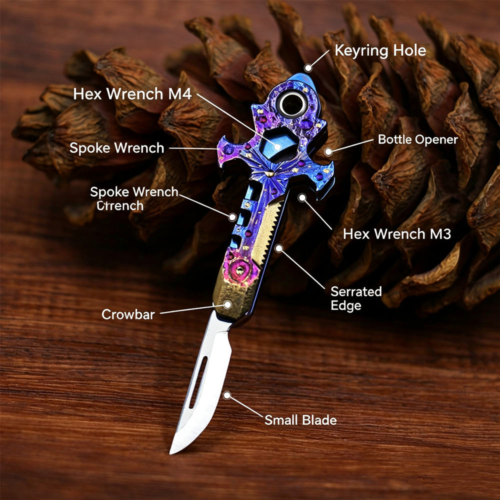Mini Titanium Alloy Knife Keychain Bottle Opener Size
