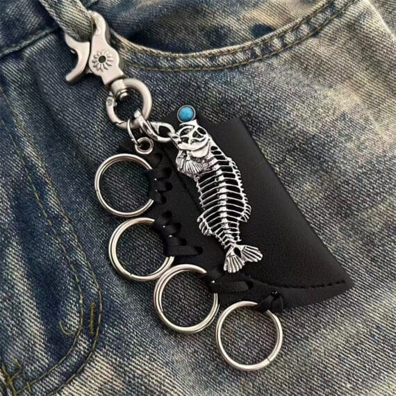 Punk Fish Skull Knuckle Lighter Case Keychain (2)